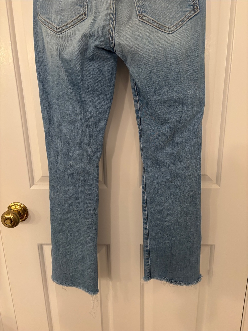 MOTHER Light Blue Cropped Frayed-Hem Jeans - Picture 7 of 12